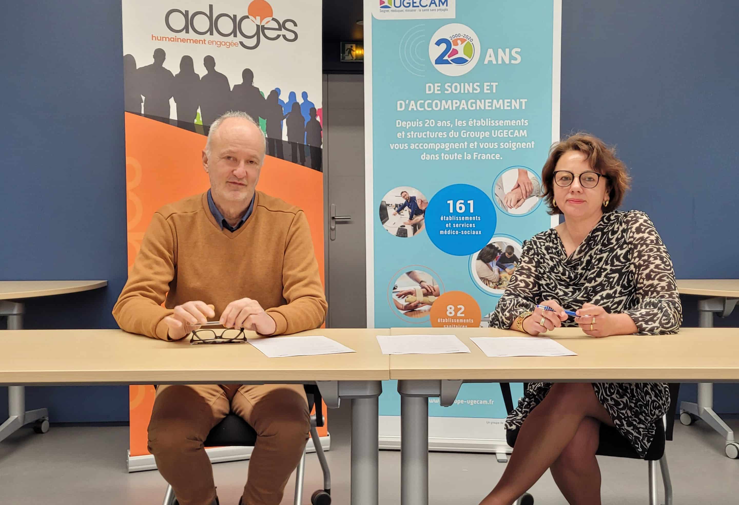 Partenariat UGECAM – Adages M. Frédéric Hoibian, DG ADAGES et Mme Stéphanie Démaret DG UGECAM Occitanie